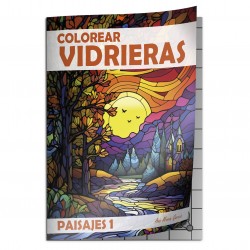 Colorear Vidrieras de Paisajes vol. 1